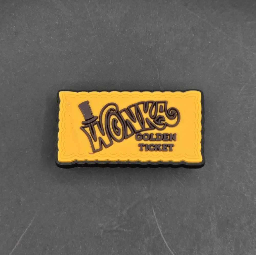 (5/$15) Willy Wonka Golden Ticket Croc Charm - Picture 1 of 2